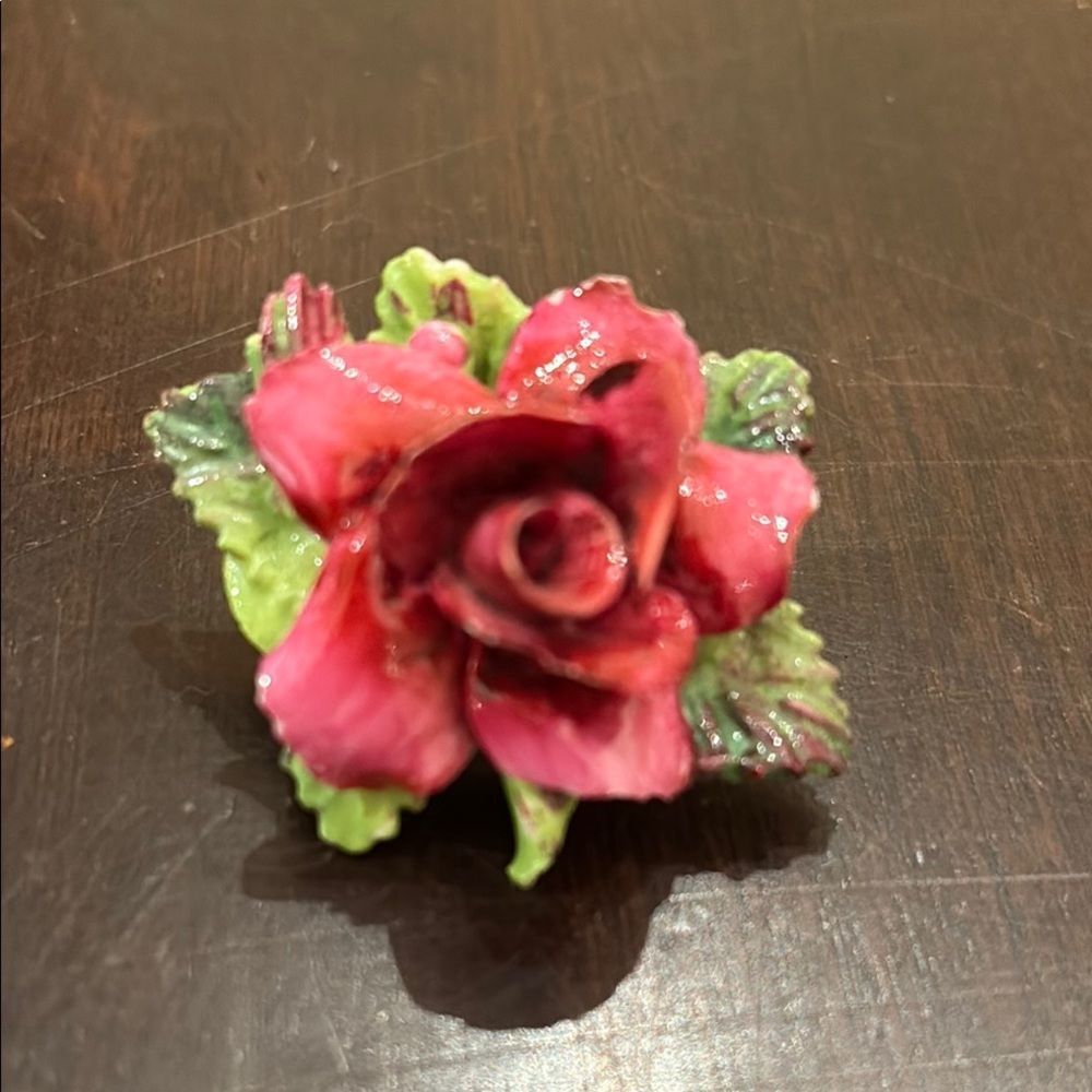 Vintage Staffordshire Elegant Pink Rose Brooch